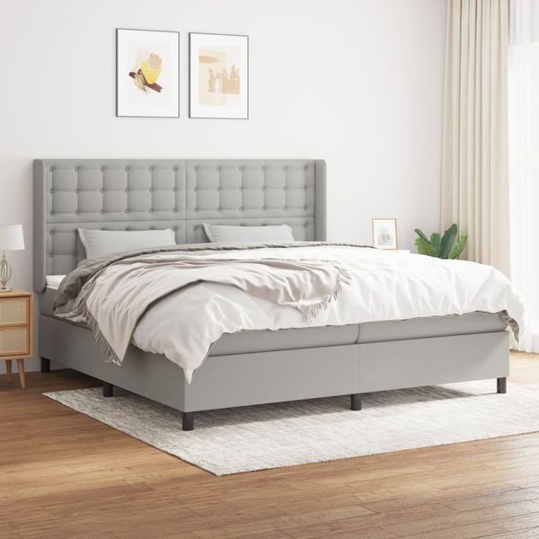 vidaXL Posteľný rám boxsping s matracom bledosivý 200x200 cm látka