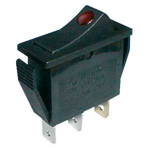 Prepínač kolískový    2pol./3pin  ON-OFF 250V/15A prosv. bod R