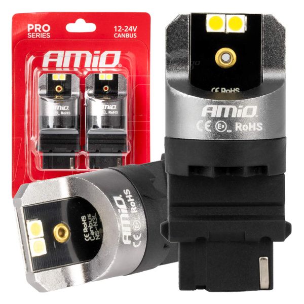 LED CANBUS PRO séria 3156 P27W 4x3030 SMD biela 12/24V CANBUS AMiO-03587