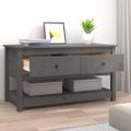 vidaXL Konferenčný stolík sivý 102x49x55 cm borovicový masív