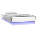 vidaXL Posteľný rám s LED biely 75x190cm malé jednolôžko masívne drevo