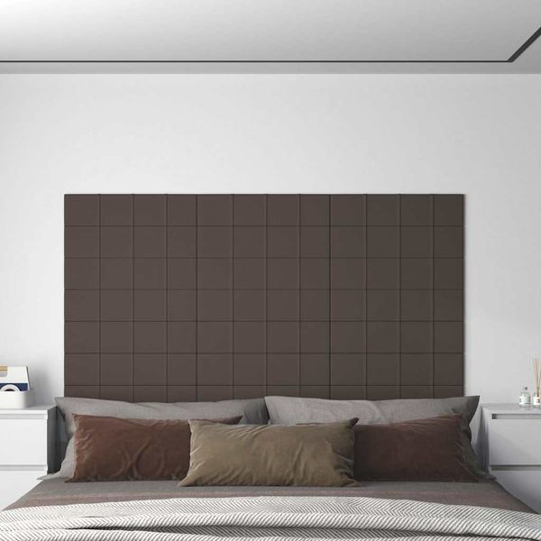 vidaXL Nástenné panely 12 ks sivohnedé 60x15 cm látkové 1,08 m²