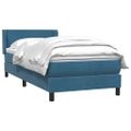 vidaXL Posteľný rám boxsping s matracom tmavomodrý 90x210 cm zamat