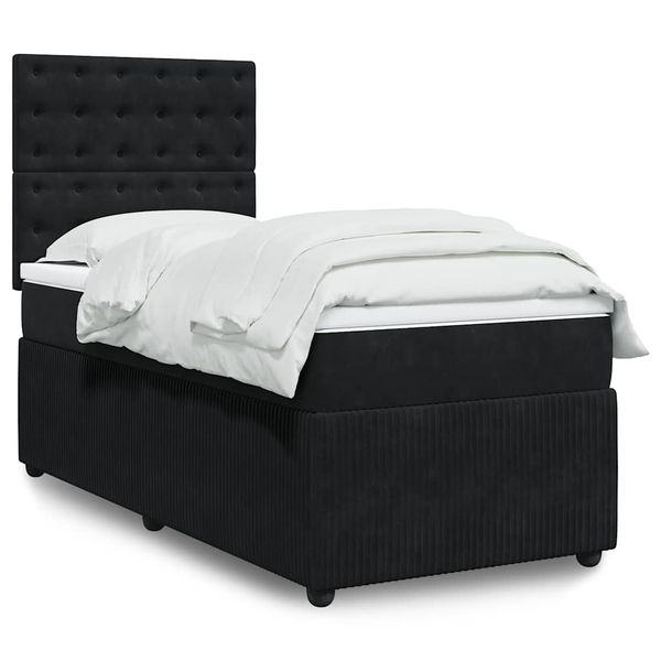 vidaXL Posteľný rám boxspring s matracom čierny 100x200 cm zamat