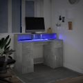 vidaXL Stôl s LED svetlami betónovo sivý 120x55x91 cm kompozitné drevo