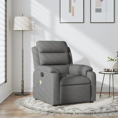 vidaXL Masážne kreslo s polohovacím mechanizmom, tmavosivá látka