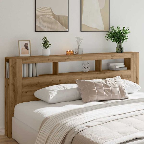 vidaXL Čelo s LED dub artisan 220x18,5x103,5 cm kompozitné drevo
