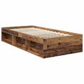 vidaXL Rám postele Staré drevo 90 x 200 cm Masívne borovicové drevo
