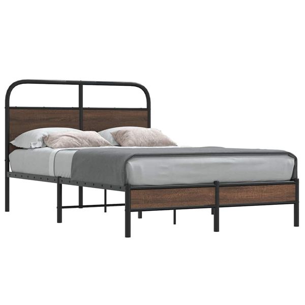 vidaXL Posteľný rám bez matraca 140x190 cm hnedý dub kompozitné drevo