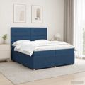 vidaXL LED boxspring posteľ s matracom Modrá 200 x 200 cm Látka