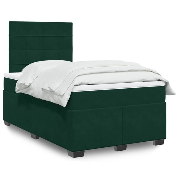 vidaXL Boxspring posteľ s matracom, tmavozelená 120x190cm, zamat