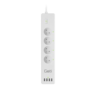 Predlžovací prívod Smart GETI GSS04, 4 zásuvky, 4x USB, Tuya
