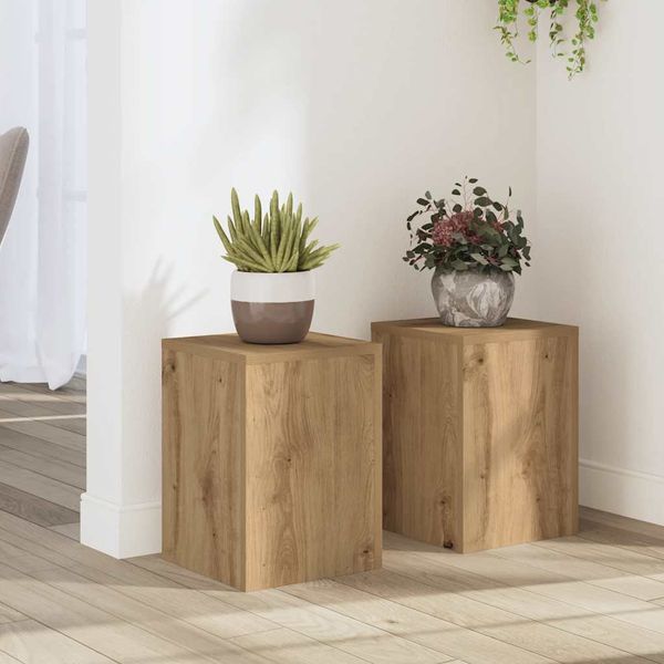 vidaXL Stojany na rastliny 2 ks dub artisan 25x25x35 cm kompoz. drevo
