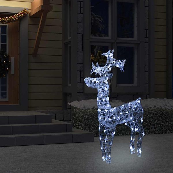 vidaXL Vianočná dekorácia so sobom 90 LED 60x16x100 cm akryl