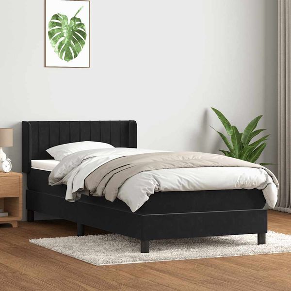 vidaXL Posteľný rám boxspring s matracom čierny 80x210 cm zamat