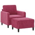 vidaXL Kreslo s podnožkou vínovo-červené 60 cm zamat