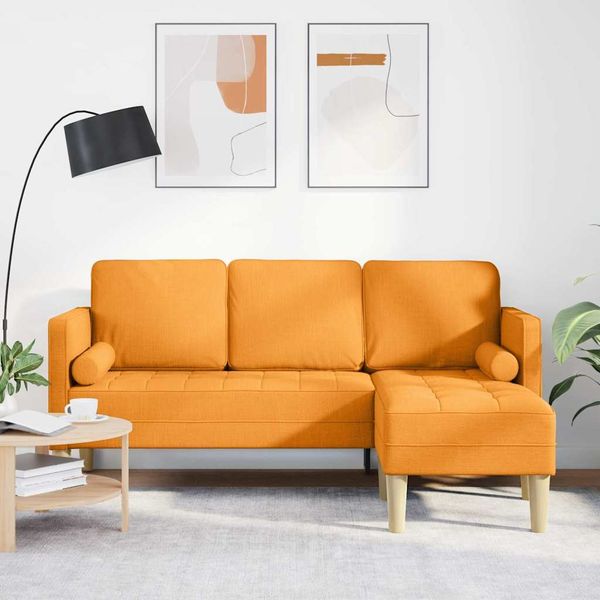 vidaXL Sada pohoviek s vankúšom Tmavá žltá Polyester