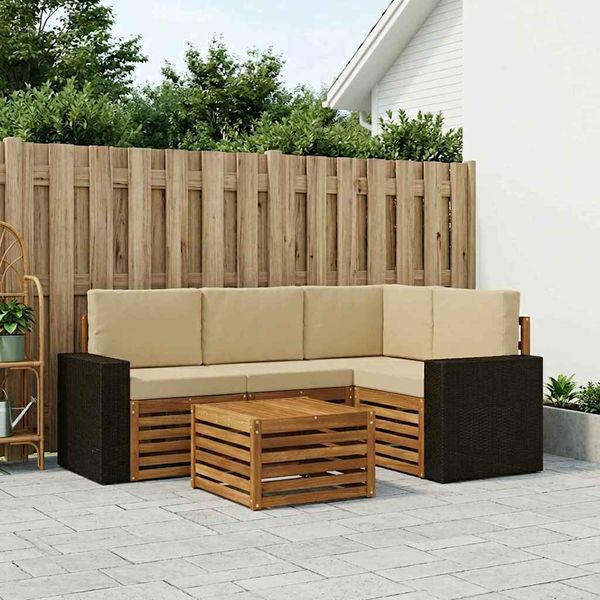 vidaXL Záhradná súprava gaučov 5 pcs Prírodná a béžová 59 x 59 x 37 cm