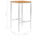 vidaXL Barový stôl 60x60x105 cm akáciový masív a nehrdzavejúca oceľ