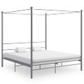 vidaXL Posteľný rám s baldachýnom sivý kov 200x200 cm