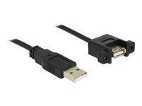 Predlžovacia šnúra USB - USB (M) do USB (F) montáž na panel - USB 2.0 - 50 cm - čierna