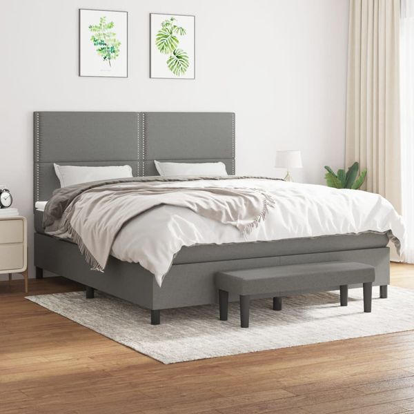 vidaXL Boxspring posteľ s matracom tmavosivá 160x200 cm látka