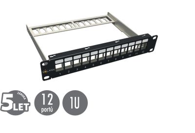 10'' Patch pán. Solarix 12port neosadený 1U