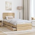 vidaXL Rám postele Sonoma dub 90 x 200 cm Konštruované drevo