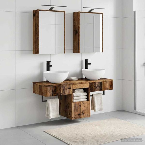 vidaXL Set kabinetov do kúpeľne 5 pcs Staré drevo 43 x 16 x 62,5 cm