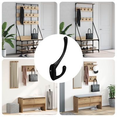 vidaXL Vešiak na oblečenie 346 pcs Čierna 102 x 29 x 47mm