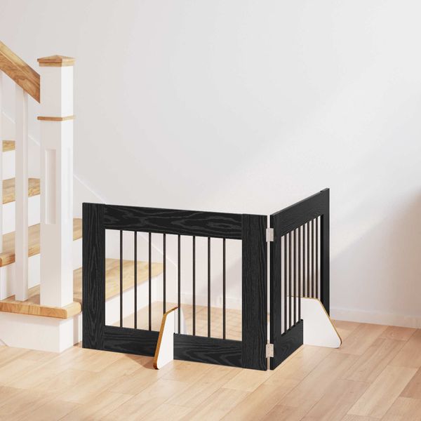 vidaXL Brána pre psov so stojanmi 2 pcs Čierny dub 80 x 60 cm