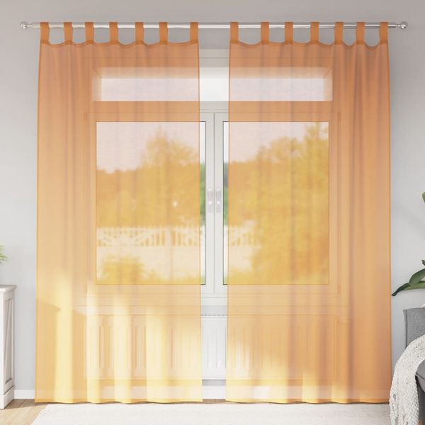 vidaXL Voálové závesy so slučkami, 2 ks, oranžové, 140x225 cm