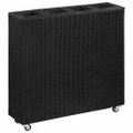 vidaXL Vyvýšený záhradný záhon+4 nádoby 80x22x79 cm, polyratan, čierny