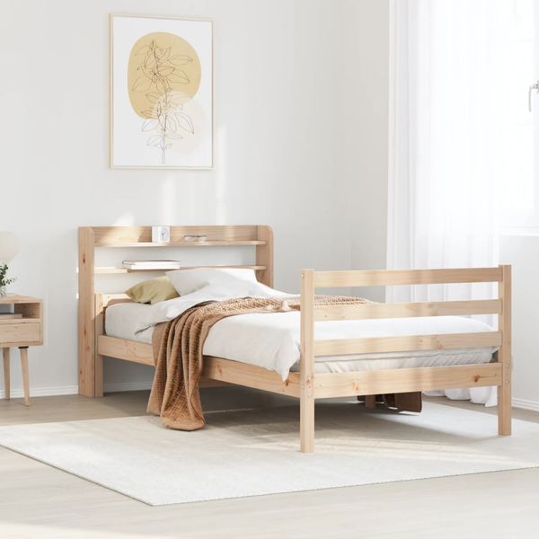 vidaXL Rám postele s čelom 90x190 cm masívne drevo