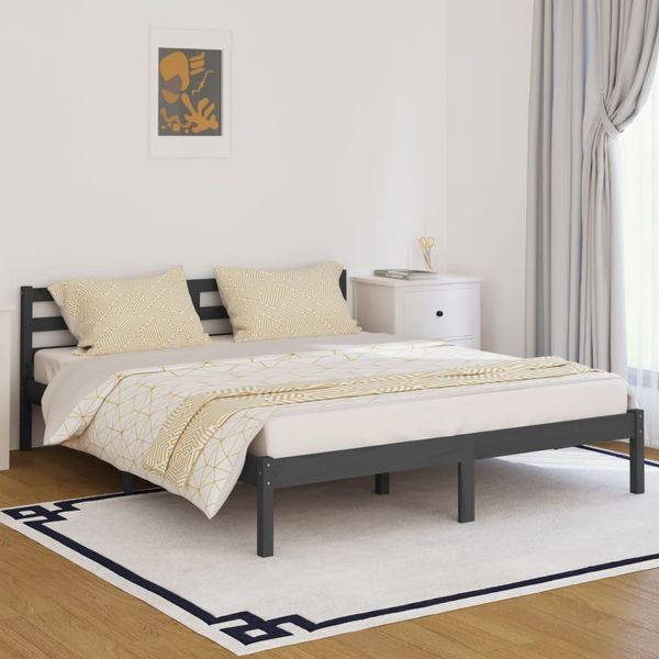 vidaXL Posteľný rám masívna borovica 160x200 cm sivý
