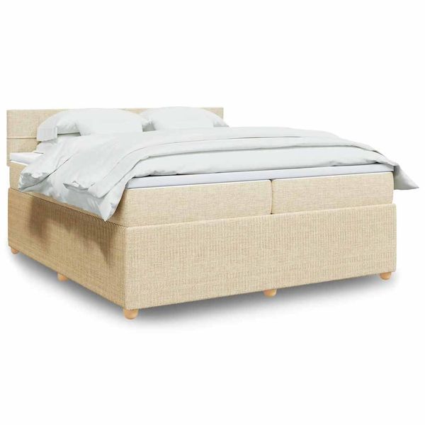 vidaXL Boxspring posteľ s matracom krémová 200x200 cm látka