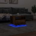vidaXL Konferenčný stolík s LED svetlami staré drevo 50x49x40 cm