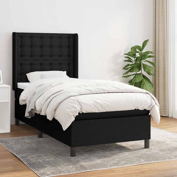 vidaXL Boxspring posteľ s matracom čierna 100x200 cm látka