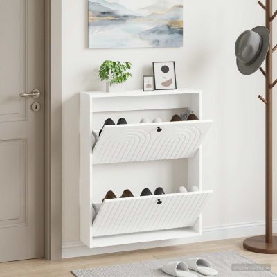vidaXL Nástenný botník ALKMAAR 71 x 17 x 86 cm Kompozitné drevo Biela
