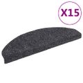 vidaXL Schodové rohože, samolepiace, 15 ks, 65x21x4 cm, tmavošedé, polkruhové, veľké