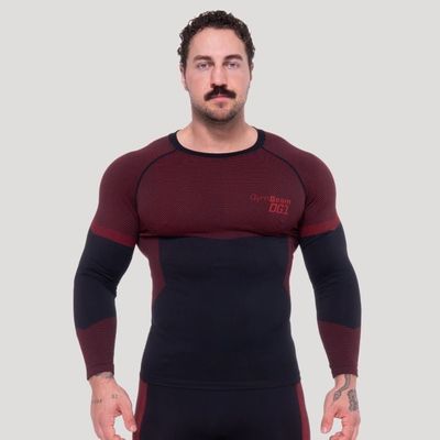 Bezšvové tričko s dlhým rukávom OG1 Black/Red - GymBeam, veľkosť M