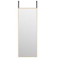 vidaXL Zrkadlo na dvere zlaté 30x80 cm sklo a hliník