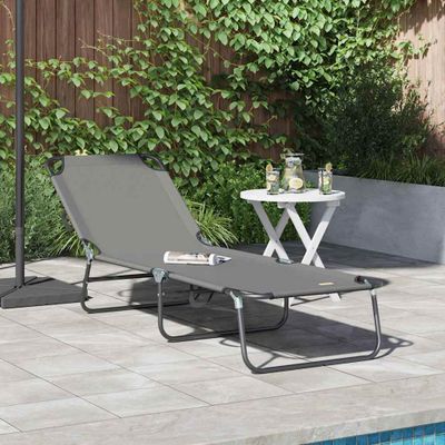 vidaXL Skladací lehátko Sivá 188 x 57 x 86,5 cm Polyester