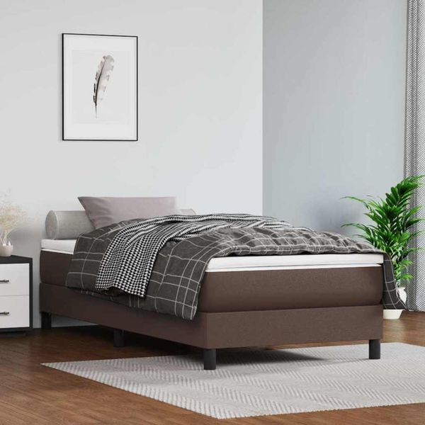vidaXL Posteľný rám s boxspringom hnedý 90x190 cm umelá koža