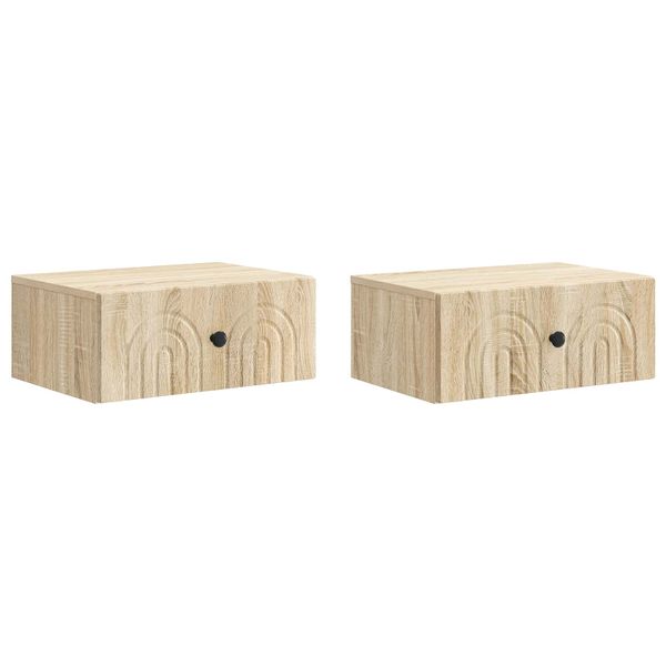 vidaXL Nástenná nočná skrinka 2 pcs Dub sonoma 49 x 34,5 x 20 cm