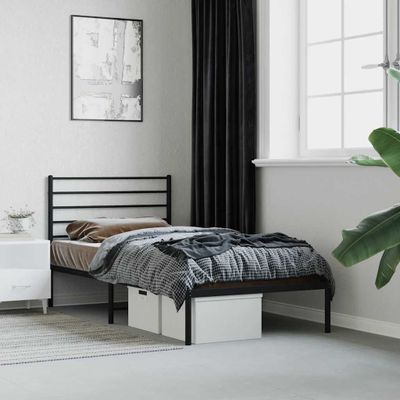 vidaXL Kovový rám postele s čelom čierny 75x190 cm