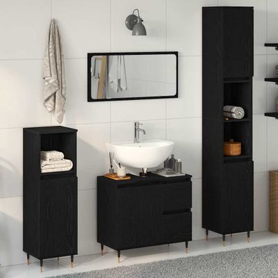 vidaXL Sada kúpeľňového nábytku 3 pcs Čierny dub 30 x 30 x 190 cm