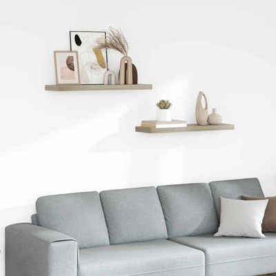 vidaXL Plávajúce nástenné police 2 ks, dubové 80x23,5x3,8 cm, MDF