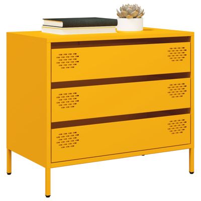 vidaXL Komoda horčicovožltá 68x39x58,5 cm oceľ valcovaná za studena
