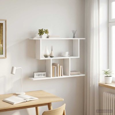 vidaXL Stenná polica Biela 80 x 15 x 50,5 cm Kompozitné drevo